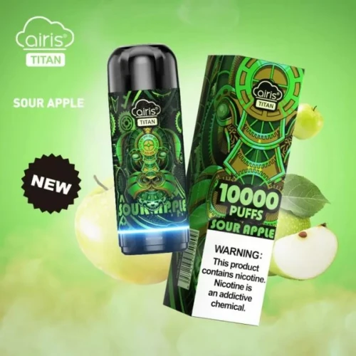 Одноразовая Электронная Сигарета Airis Titan Sour Apple (Кислое Яблоко) (10000 Затяжек) купить