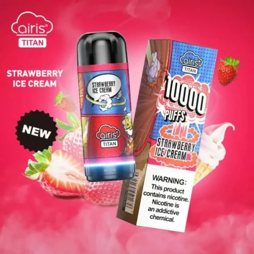 Одноразовая Электронная Сигарета Airis Titan Strawberry Ice Cream (Клубничное Мороженое) (10000 Затяжек) купить