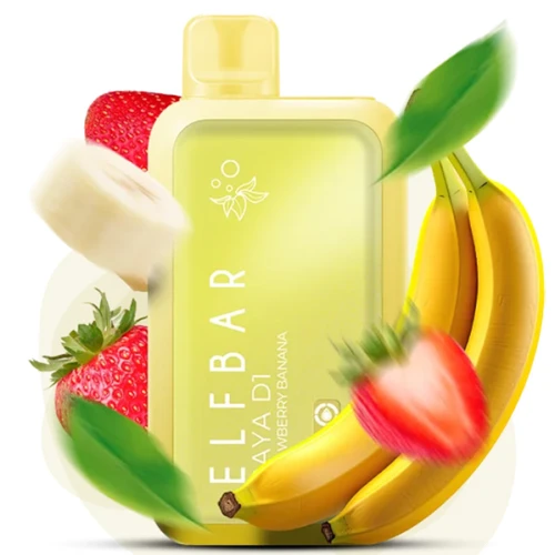 Одноразовая Электронная Сигарета Elf Bar RAYA D1 Strawberry Banana (Клубника Банан) (13000 Затяжек) купить