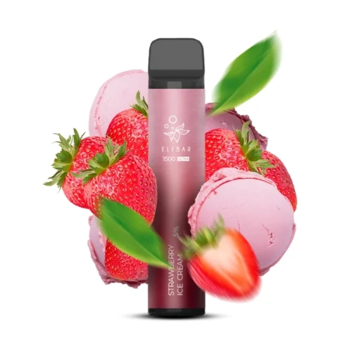 Одноразова Електронна Сигарета Elf Bar Ultra Strawberry Ice Cream (Полуничне Морозиво) (1500 Затяжок) купить