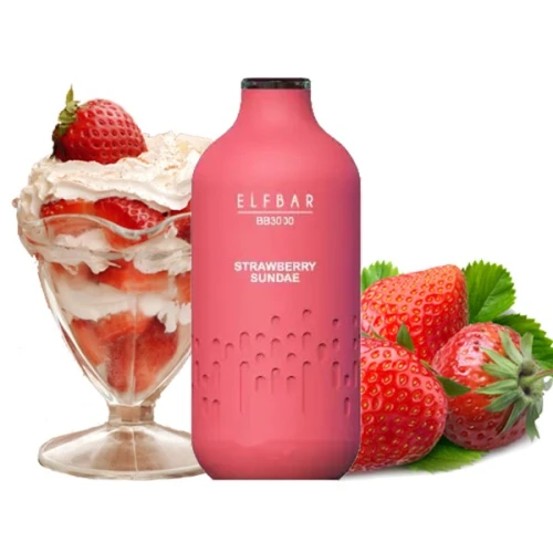 Одноразова Електронна Сигарета Elf Bar BB Strawberry Sundae (Полуничне Морозиво) (3000 Затяжок) купить
