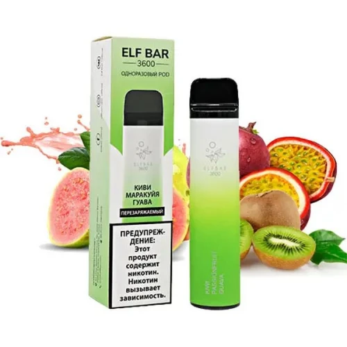 Одноразовая Электронная Сигарета Elf Bar Kiwi Passion Fruit Guava (Киви Маракуйя Гуава) (3600 Затяжек) купить
