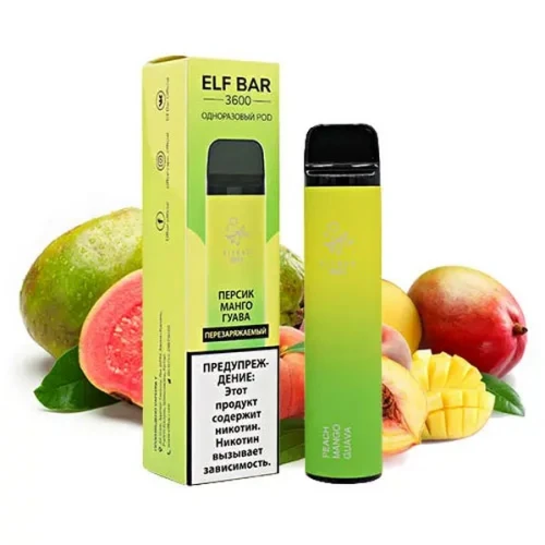 Одноразовая Электронная Сигарета Elf Bar Peach Mango Guava (Персик Манго Гуава) (3600 Затяжек) купить