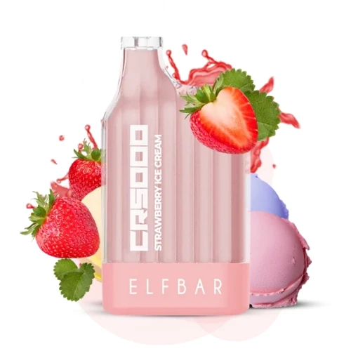 Одноразова Електронна Сигарета Elf Bar CR Strawberry Ice Cream (Полуничне Морозиво) (5000 Затяжок) купить