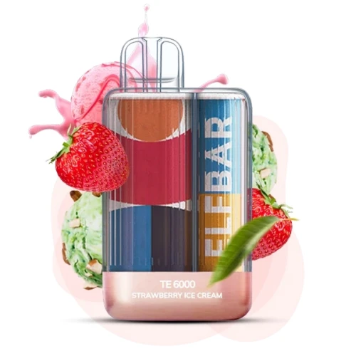 Одноразовая Электронная Сигарета Elf Bar TE Strawberry Ice Cream (Клубника Мороженое) (6000 Затяжек) купить