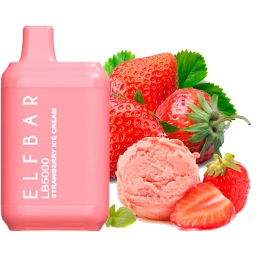 Одноразовая Электронная Сигарета Elf Bar LB Strawberry Ice Cream (Клубничное Мороженое) (5000 Затяжек) купить