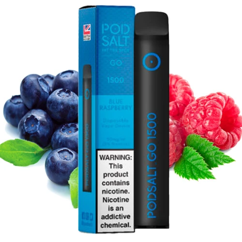 Одноразова Електронна Сигарета PodSalt GO Blue Raspberry (Чорниця Малина) (1500 Затяжок) купить