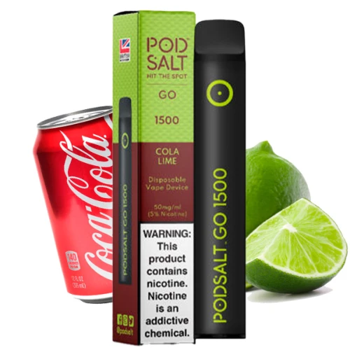 Одноразовая Электронная Сигарета PodSalt GO Cola Lime (Кола Лайм) (1500 Затяжек) купить