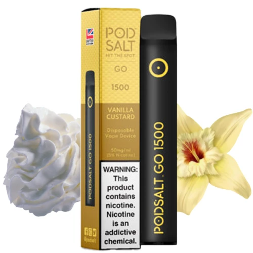 Одноразова Електронна Сигарета PodSalt GO Vanilla Сustard (Ваніль Кастерд) (1500 Затяжок) купить