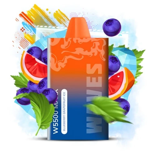 Одноразовая Электронная Сигарета Waves W5500 Maxx Blueberry Grapefruit Ice (Черника Грейпфрут Лёд) (5500 Затяжек) купить