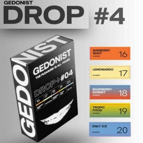 Тютюн Gedonist Drop #4 (Барбарис, Лимонад, Малина, Тропік Мікс, Лід) 125гр (5*25гр) купить